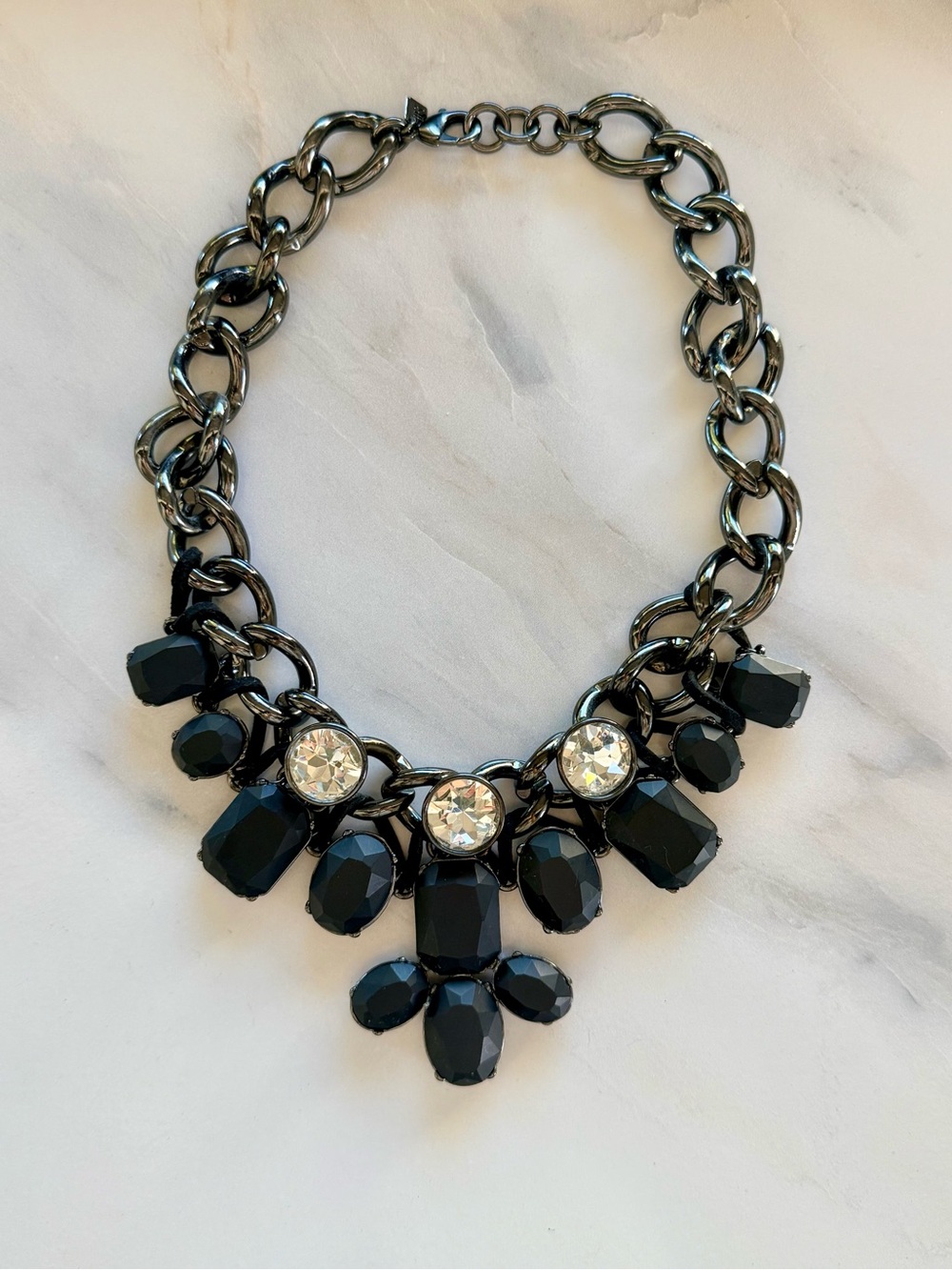 Banana Republic Statement Necklace with Matte Black stones